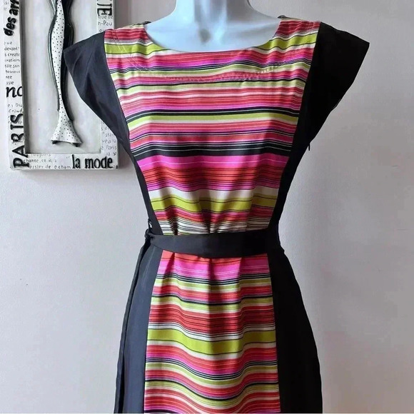 Banana Republic Dopamine Striped Color-block Sleeveless Sheath Dress Size 0 - Picture 3 of 8